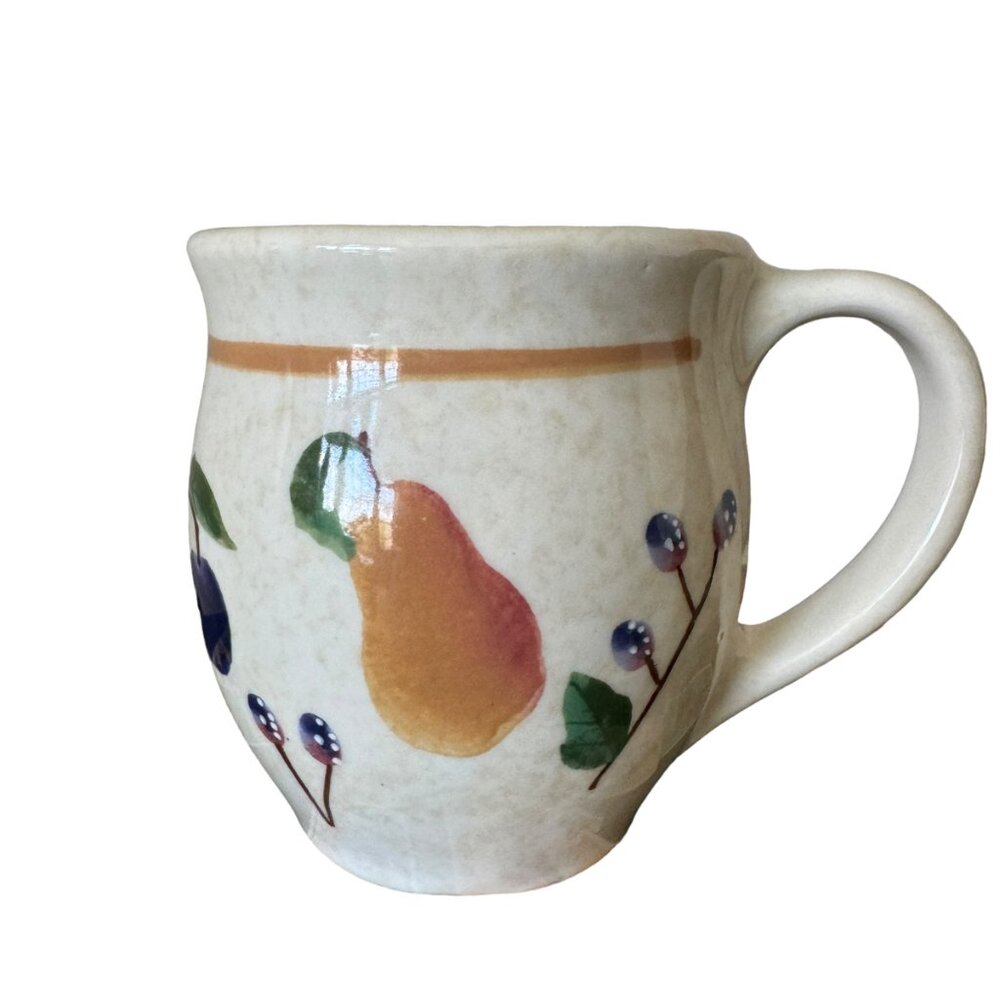 Longaberger Fruit Meadley Pattern Mug Discontinued USA Pottery Replacement Berry